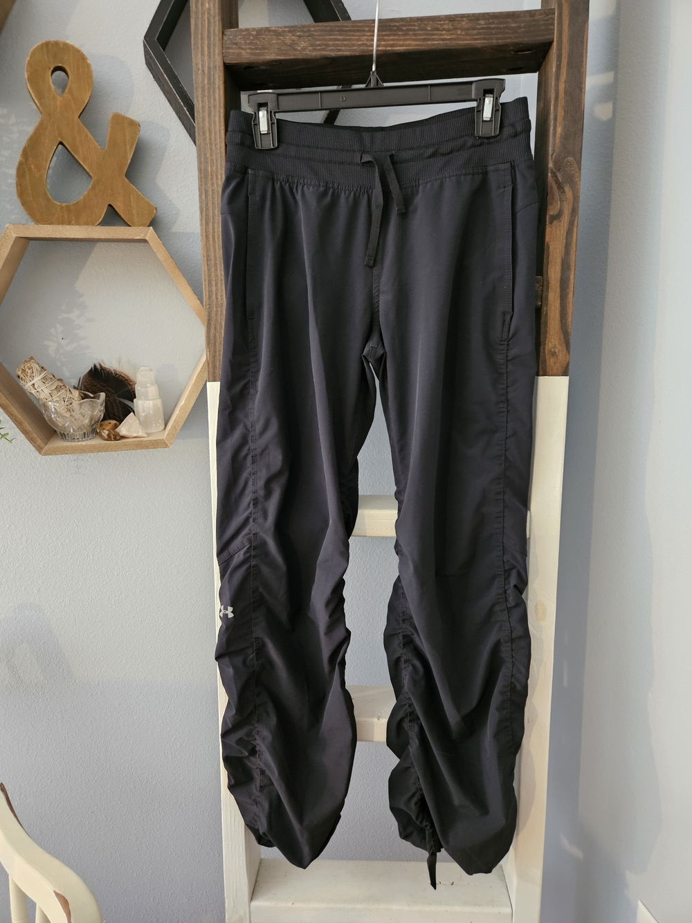 Under Armour Black Track Pants with Drawstring Waist- Size M